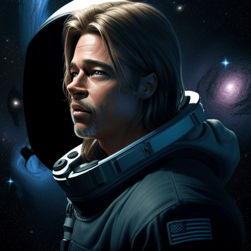 AI generated: deep space and brad pitt
