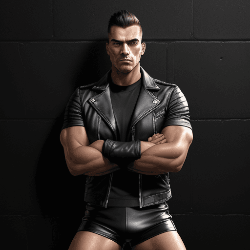 AI generated: In this illustration, a man exudes confidence with his arms crossed over his chest. His attire is st...