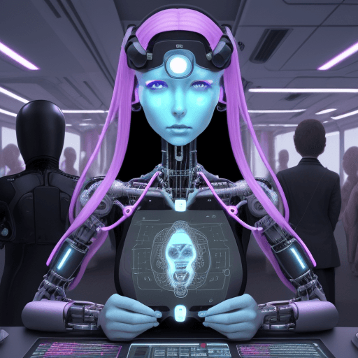 AI generated: create image of woman, In a near utopian society, people's brains are implanted with cybernetic devi...