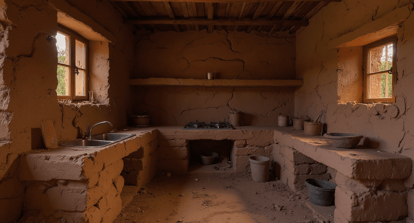 AI generated: It creates a more realistic image inside the house without losing its fantasy tone. The walls are ma...