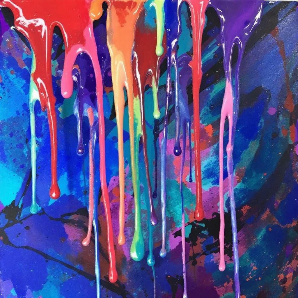 AI generated: Create art that looks like it’s melting, oozing, or covered in dripping paint. Play with color, text...