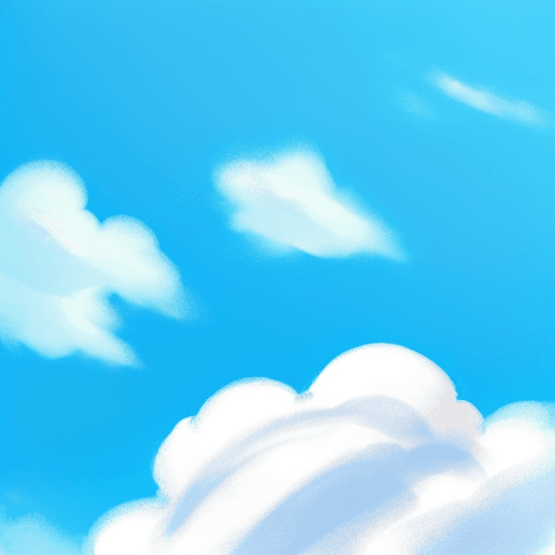 AI generated: Blue sky as seen when lying on the ground, with fluffy cloud. 