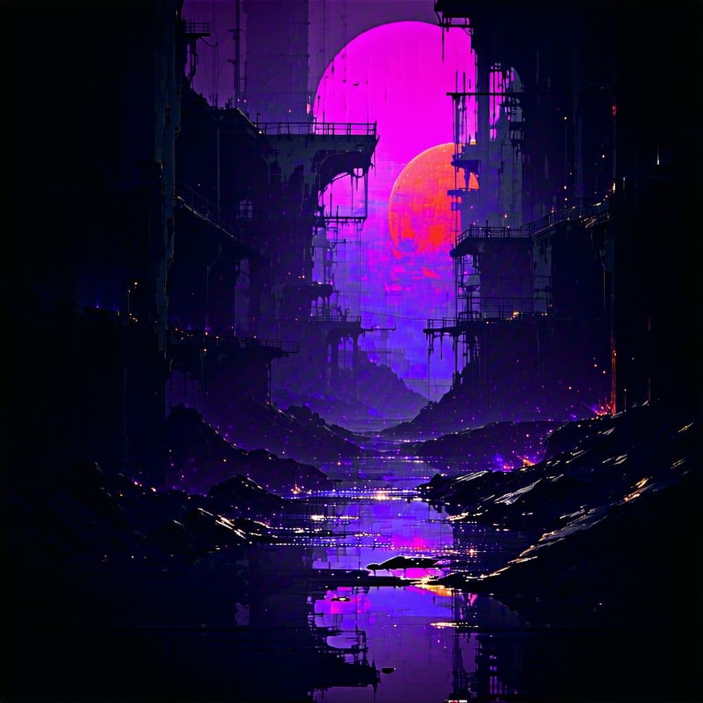 AI generated: A surreal, industrial rave-inspired visual, pulsing with 155 BPM energy. Dark, dystopian  filled wit...