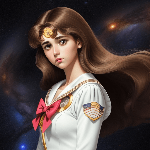 AI generated: editorial photo of female 30 years old, oval face, brown eyes, slightly wavy brown long hair , Sailo...