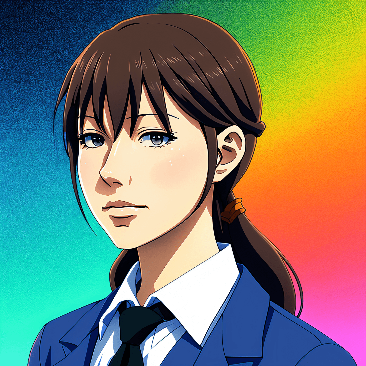 AI generated: anime portrait of a beautiful 25 year old scientist woman, by RGB_Overlap