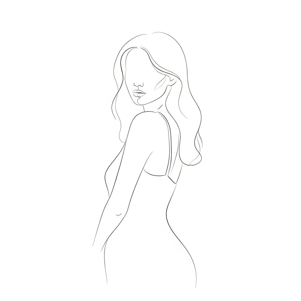 AI generated: A minimalist sketch of a woman, delicate, very basic line drawing, minimal, abstract --chaos 25 --ar...