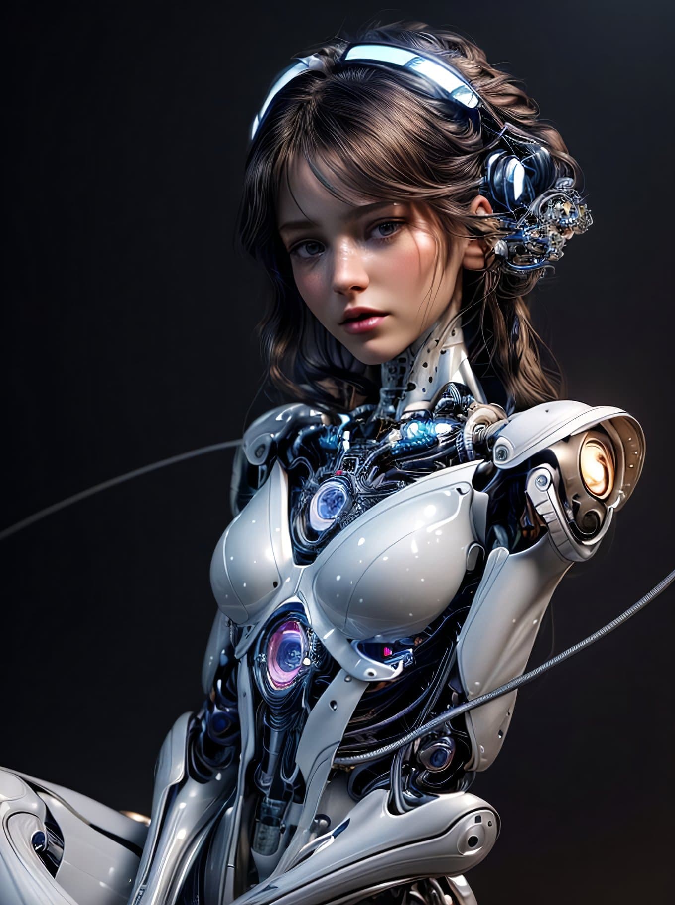 AI generated: complex 3d render ultra detailed of a beautiful porcelain profile woman andriod face,cyborg, robotic...