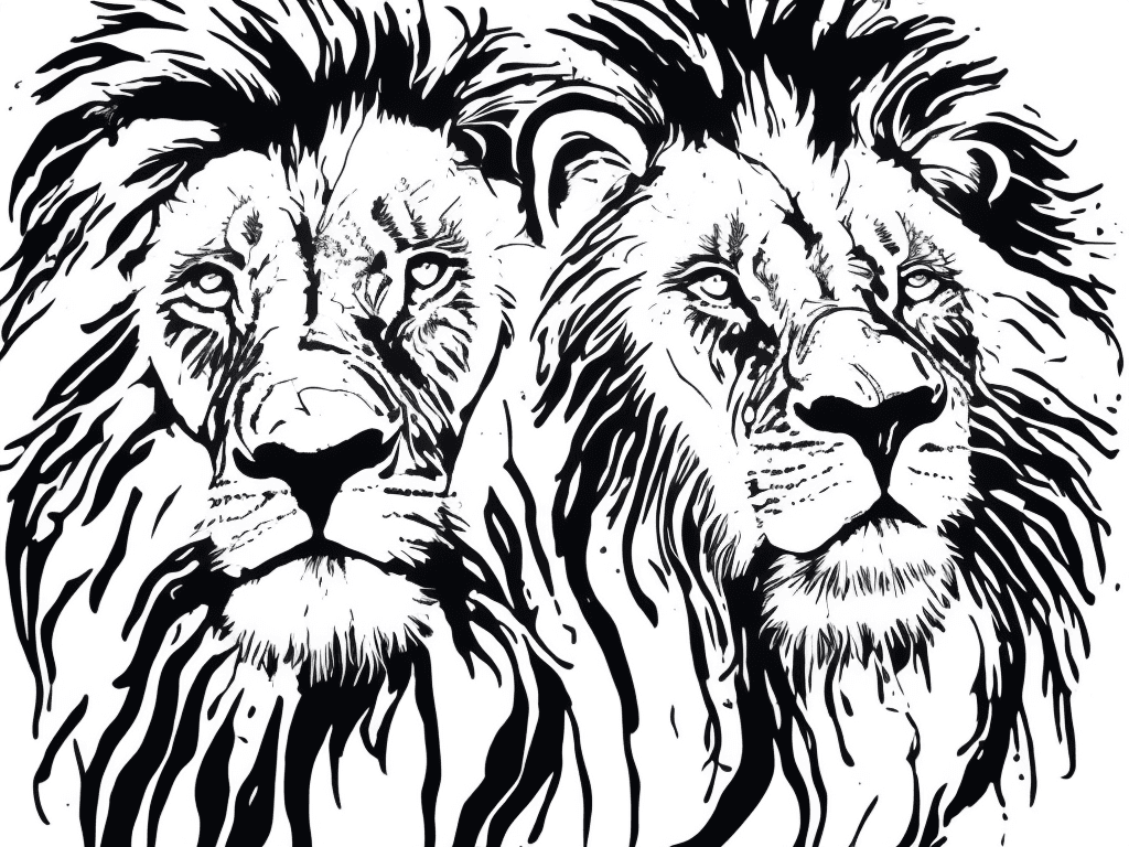 AI generated: Splash ink colored Lion White background