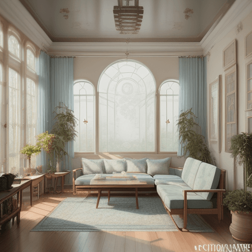 AI generated: High resolution photography interior design, dreamy sunken living room conversation pit, wooden floo...