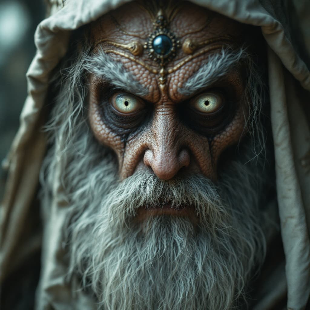 AI generated: hyper-realistic (fabled character tale1:3) from the dark kingdom, with detailed eyes, clothes are in...
