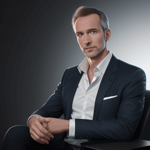 AI generated: 8k Linkedin professional photo of a slim white man in his 40s in a blazer with studio lighting