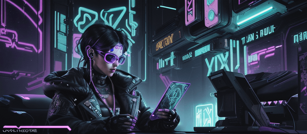 AI generated: nft style, cyberpunk, synthwave, tarot card with intricate detailed frame around the outside | with ...