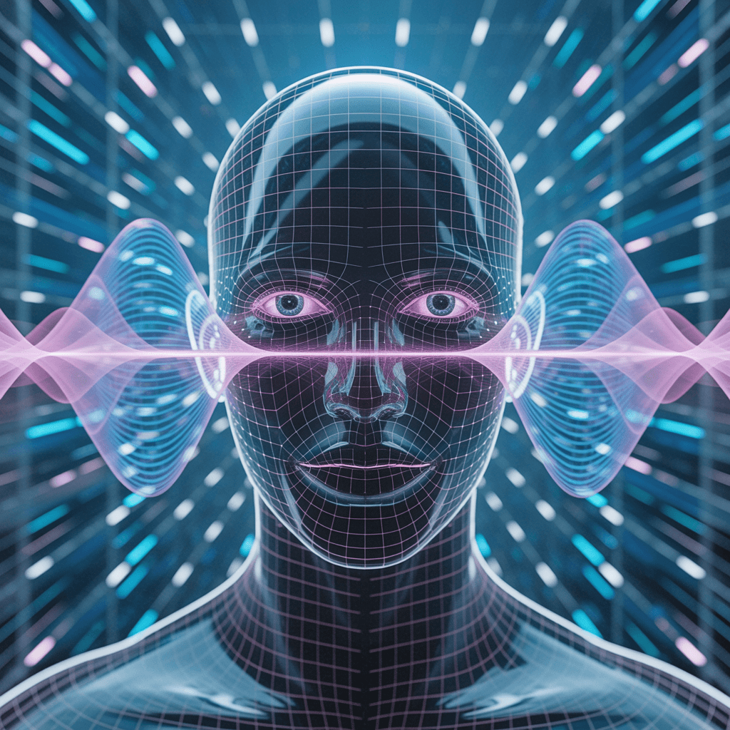 AI generated: digital art, hologram, bigdata, high technology, sound wave, digital landscape, neural network, Huma...