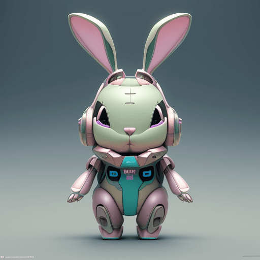AI generated: Bunny wearing a future mech, pixar, pastel color, natural and realistic lighting and shading, hq, ul...