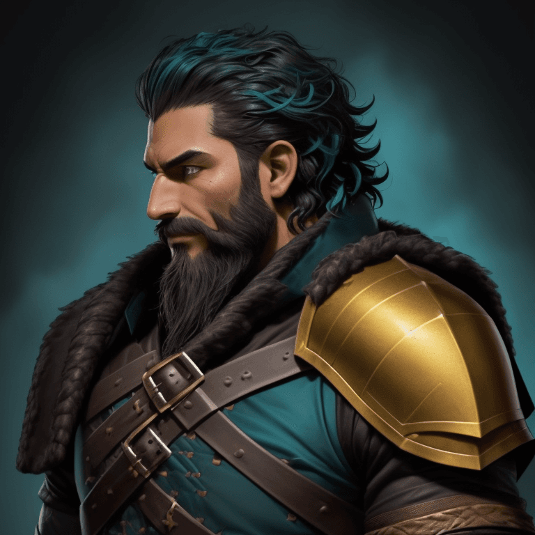 AI generated: profile picture, d&d character, include head and shoulders, a male ranger, black very short curly ha...