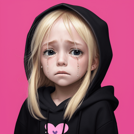 AI generated: masterpiece, best quality,a sad blonde little girl with blonde hair crying with tears wearing pink h...