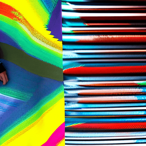 AI generated: fashion photo of a man wrapped in rainbow, urban style