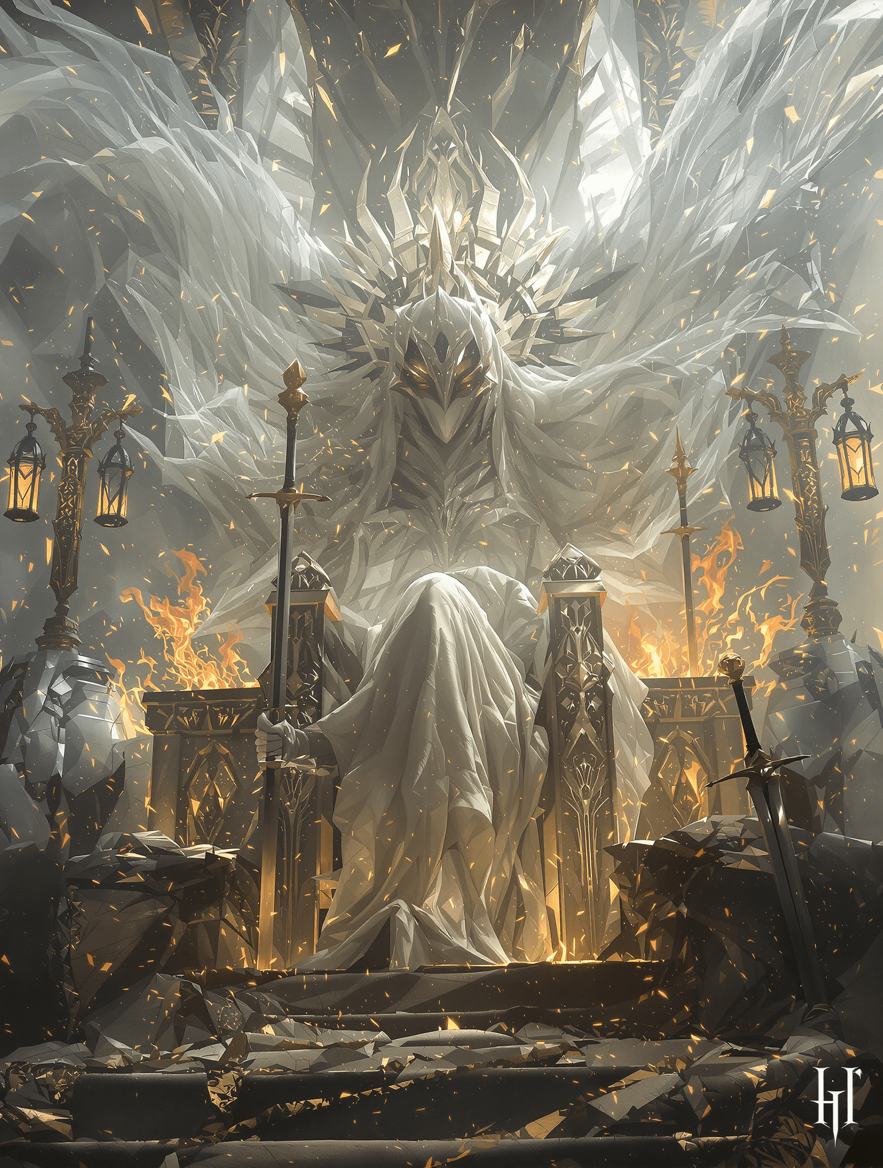 AI generated: I hear white Beauty sighing, too, for hours when all must fade like dew. But flame on flame, deep un...