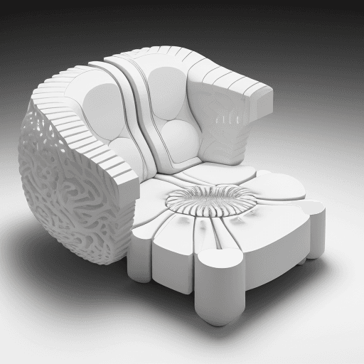 AI generated: parametric furniture in the shape of a brain. for a business to represent custom high end furniture,...