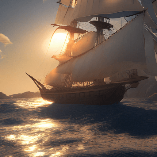 AI generated: Photo of a ultra realistic sailing ship, dramatic light, pale sunrise, cinematic lighting, battered,...