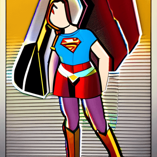 AI generated: Supergirl. Short hair, thighs, small breasts