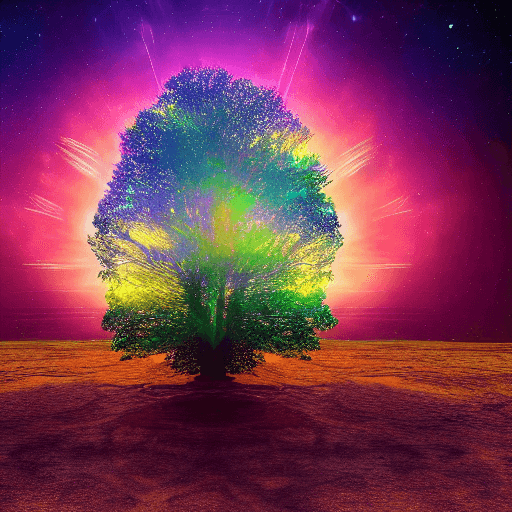 AI generated: tree of life, stars in the night sky, beautiful, vibrant color scheme, multicolored, visual contrast...