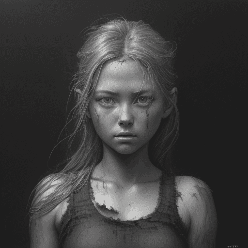 AI generated: charcoal drawing of a girl by timothy, in the style of hyper-realistic sci-fi, detailed perfection, ...