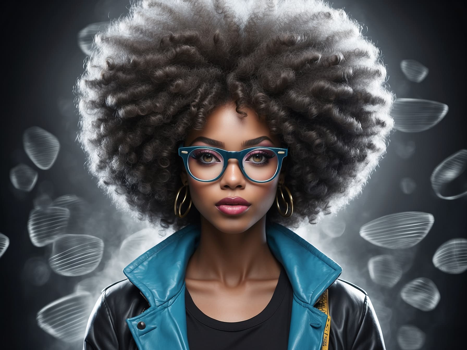 AI generated: a woman with glasses and an afro, a 3D render by Eliel Borges, shutterstock contest winner, afrofutu...