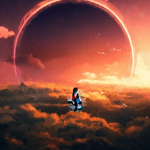 AI generated: Aerial view of stratocumulus forming a circular portal in the horizon by Ismail Inceoglu and Studio ...