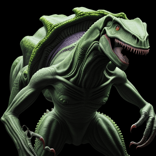 AI generated: Alien dinosaur green --ar 9:16 --style raw