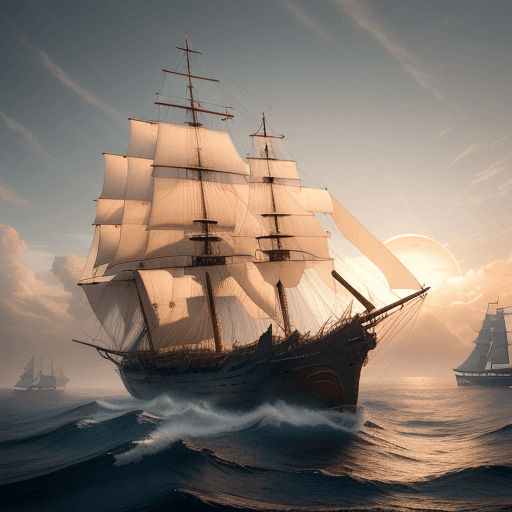 AI generated: Photo of a ultra realistic sailing ship, dramatic light, pale sunrise, cinematic lighting, battered,...