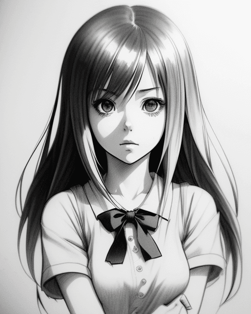 AI generated: cute girl, illustration concept art, anime, manga, pencil sketch, pencil drawing, inking, black and ...