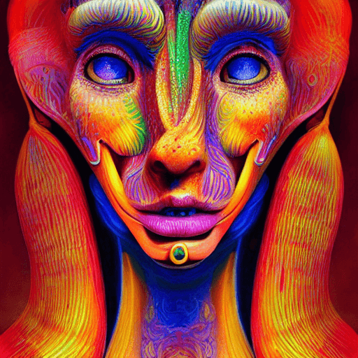 AI generated: An extremely psychedelic portrait of a banana, surreal, LSD, face, detailed, intricate, elegant, lit...