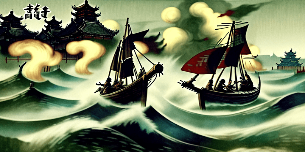 AI generated: Two 20th century vikings attacking Suzhou, in the style of van Gogh