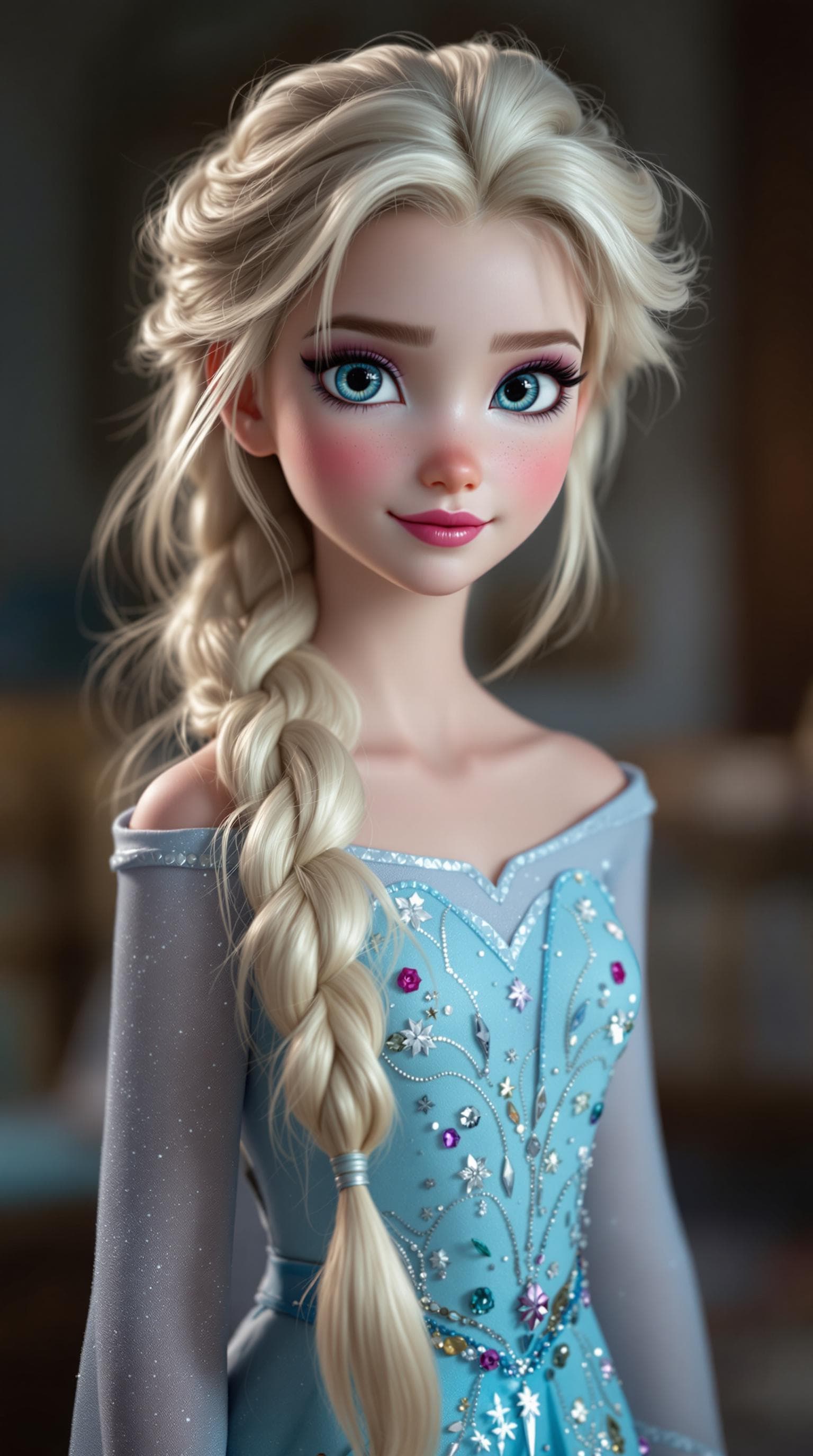 AI generated:  a professional photo of a exceptionally beautiful girl in the world (age 7) Elsa in a highly detail...