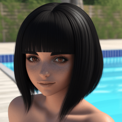 AI generated: una chica de cabello largo de color marrón con un chico de cabello corto de color negro en la piscin...