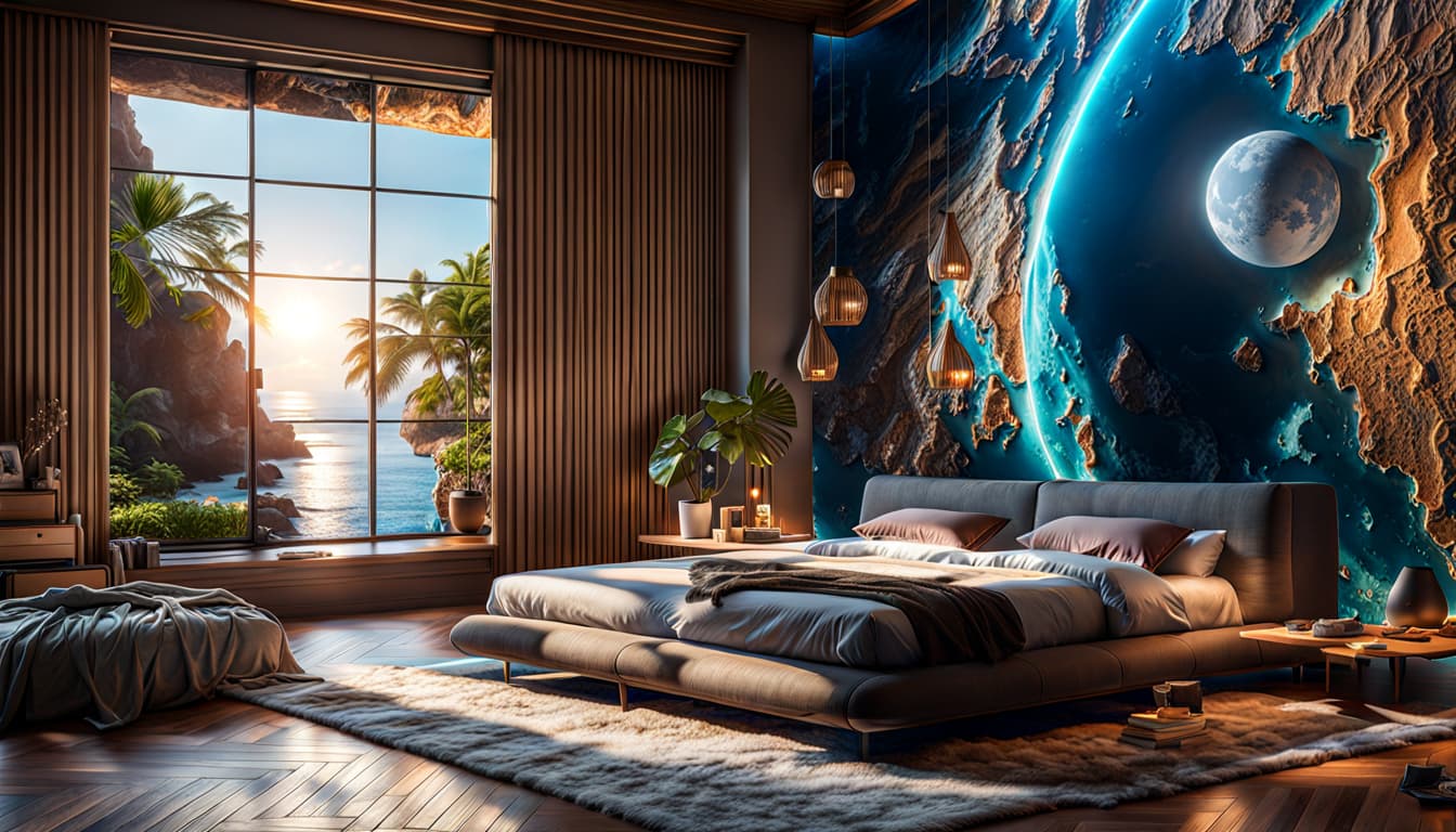 AI generated: extremely detailed CGI wallpaper, 16k, multi-textured, sea flat, dazzling , 4k, 8k, low poly rocks, ...
