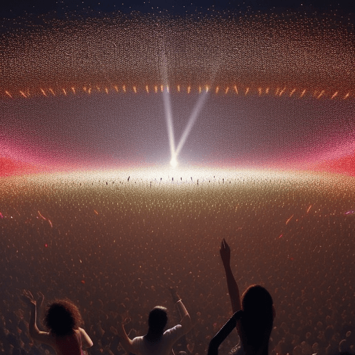 AI generated:  hundreds dancing people on earth, freedom, peace, everyone is happy, music, , 8k, 