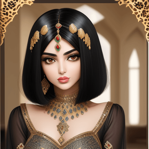 AI generated: beutiful persian woman in bob hair stile in heven