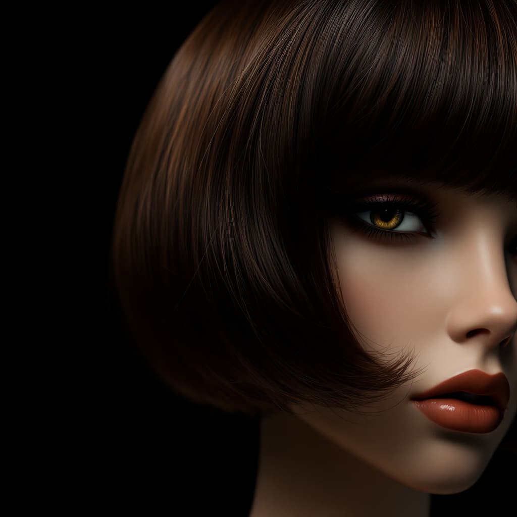 AI generated: close up of a mannequin head with brown and black hair, remodernism, retrofuturism, inspired by May ...