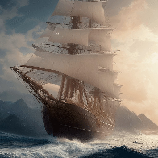 AI generated: Photo of a ultra realistic sailing ship, dramatic light, pale sunrise, cinematic lighting, battered,...