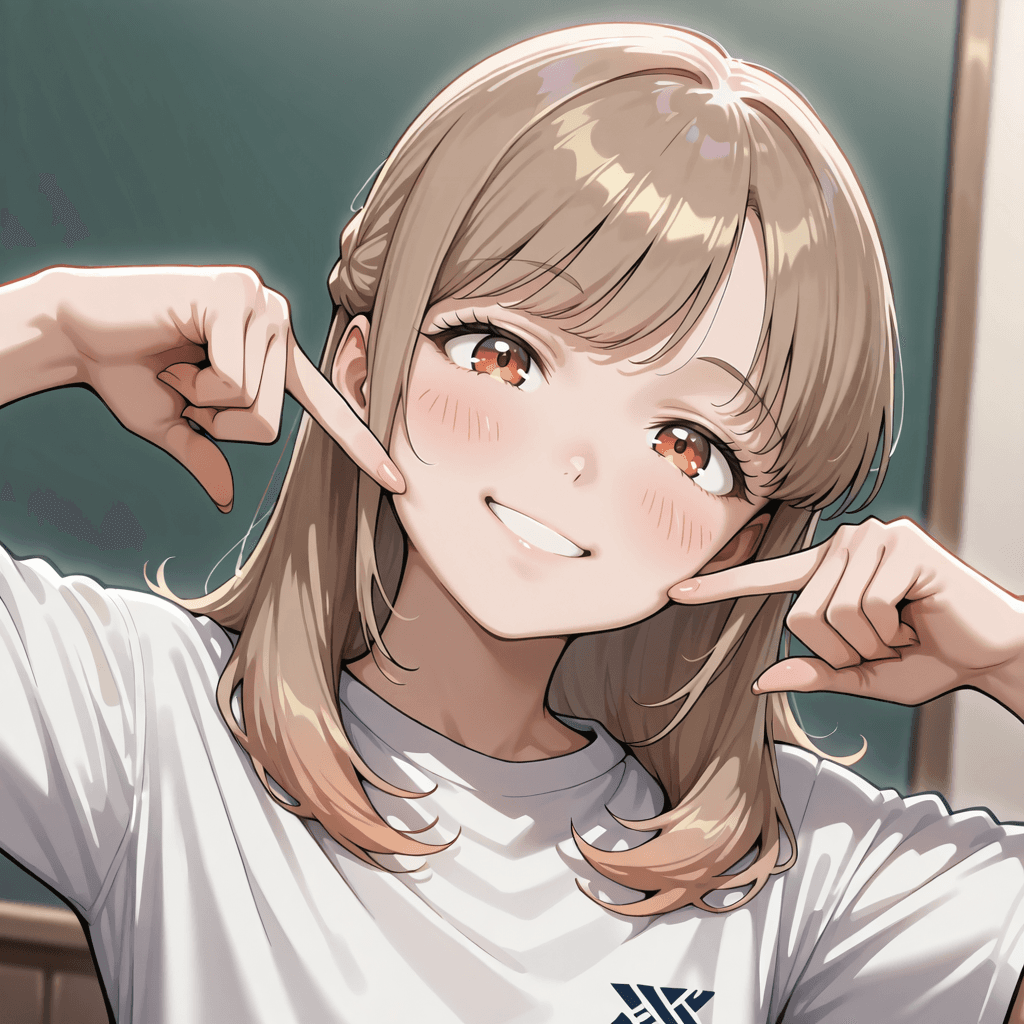指ほっぺポーズ/finger pose - Image 1
