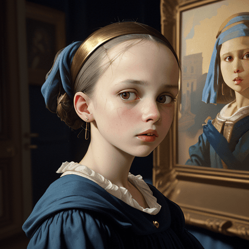 AI generated: Mathilda Lando from the professional as girl with pearl earring painting by Vermeer, in the style of...