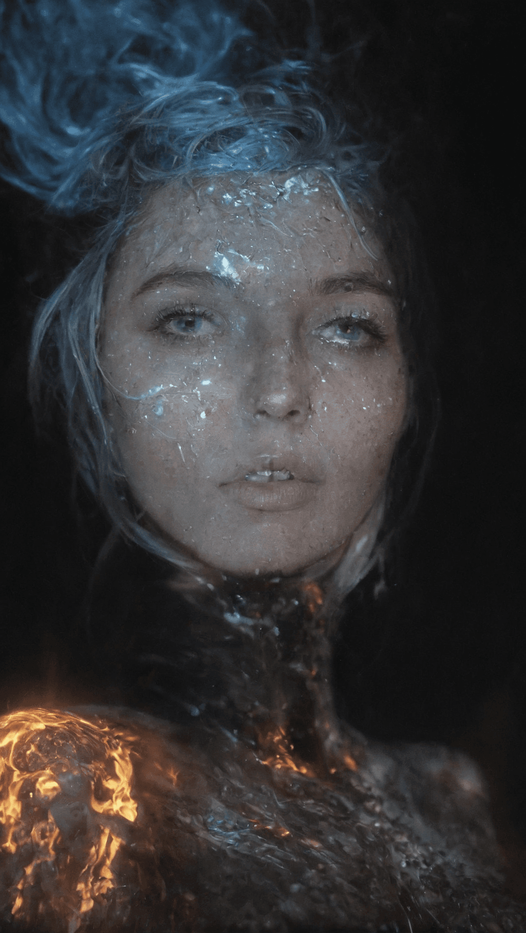 AI generated: Full body, Small (Ultra-detailed cyborg in a spaceship) highly detailed incorporeal fairy made of si...