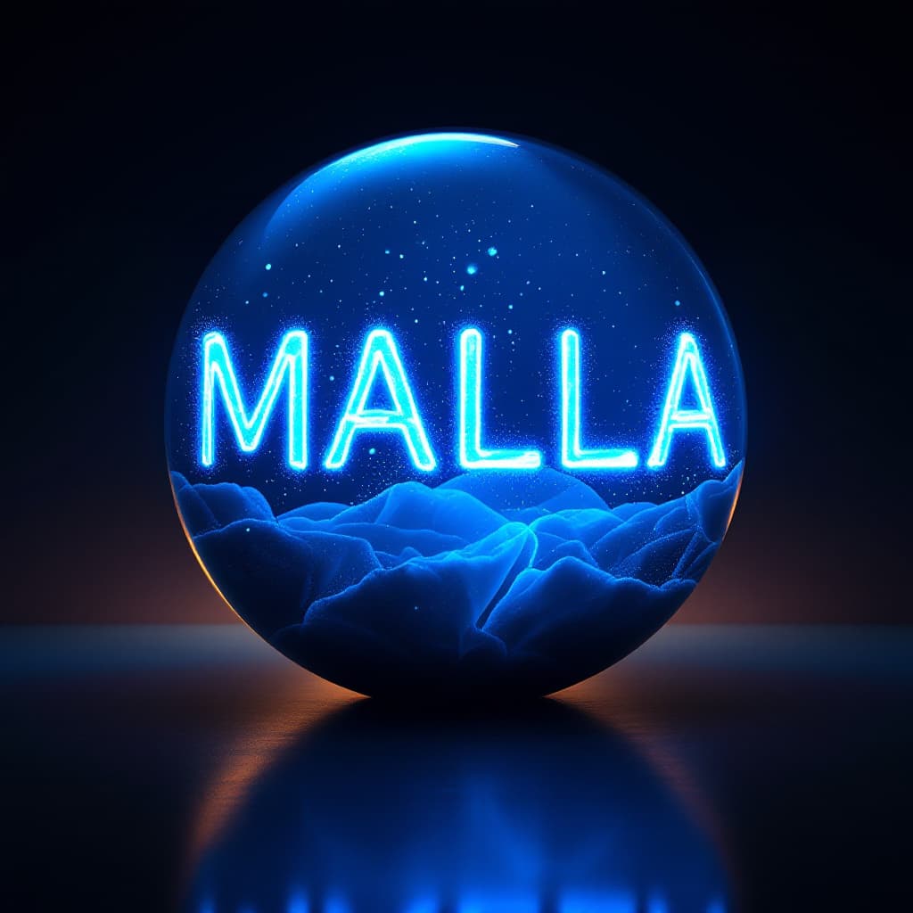 AI generated: escribir la palabra 2 MALLA  bioluminiscente color azul en letra mayuscula modo estetico tranquilo m...