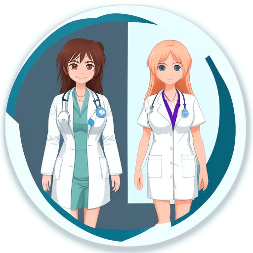 AI generated: /imagine cute medical women, 2D, white background outline V5