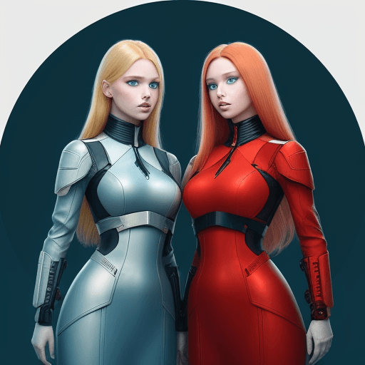 AI generated: Two beautiful attractive women, one woman is blonde with blue eyes, the other woman has red hair, th...