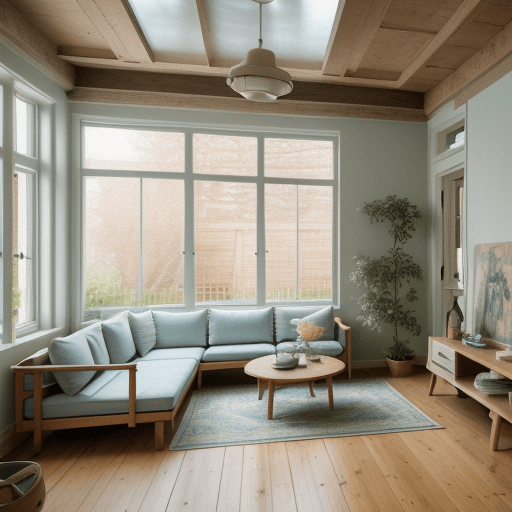 AI generated: High resolution photography interior design, dreamy sunken living room conversation pit, wooden floo...