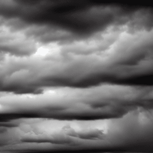 AI generated: semi-real full sky of stormy greyscale clouds with simple texture and shapes