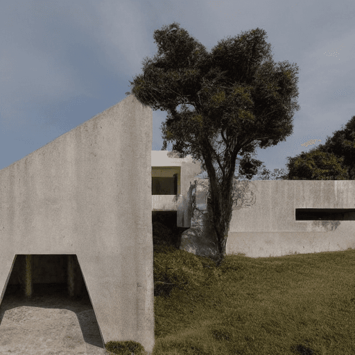 AI generated: uma casa e um homem de sombra com olhos vermelhos e um chapeu